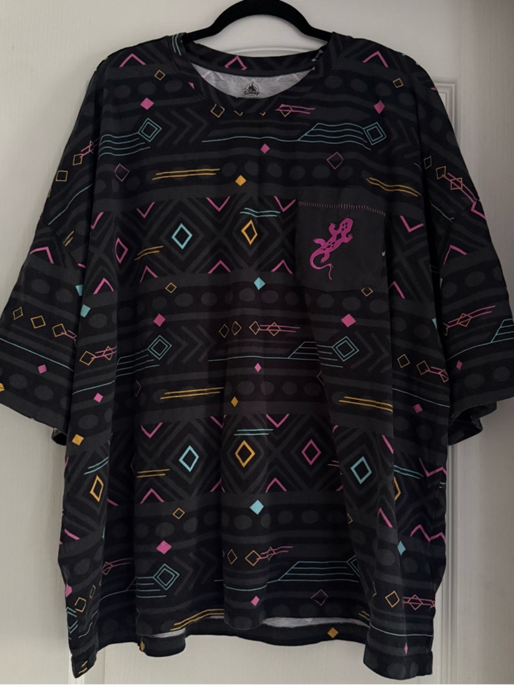 Disney Iwájú Patch Black Gray Tee with Pink and Teal Accents